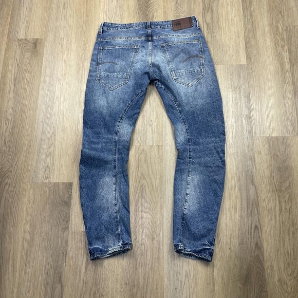 G-Star RAW Arc 3D Slim Jeans Mens 34x32 Blue Medium Wash Distressed Faded Denim - Picture 7 of 12